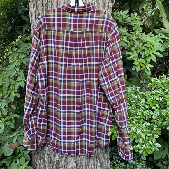 Eddie Bauer Cotton Burgundy Plaid Long Sleeves Shirt Button Down Collar XL - Picture 7 of 14